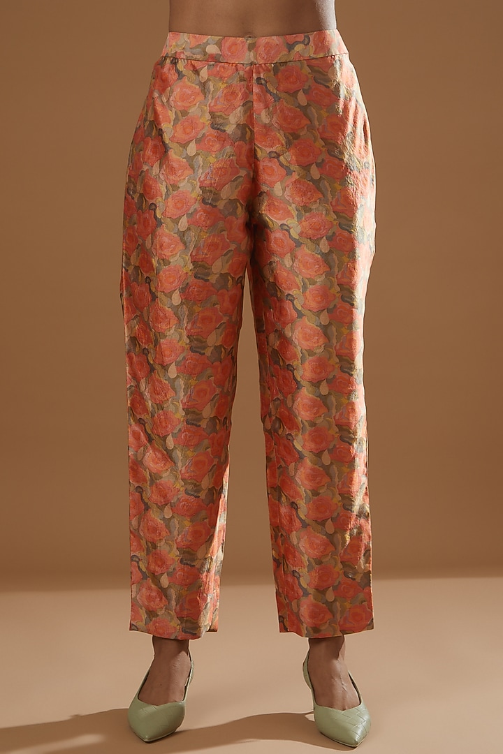 Orange Embroidered Jacket Set by Label Debelle at Pernia's Pop Up Shop
