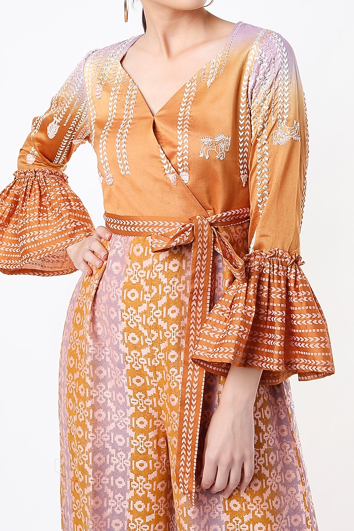 Cinnamon Hand Block Printed Jumpsuit by Leela By A at Pernia's Pop Up Shop