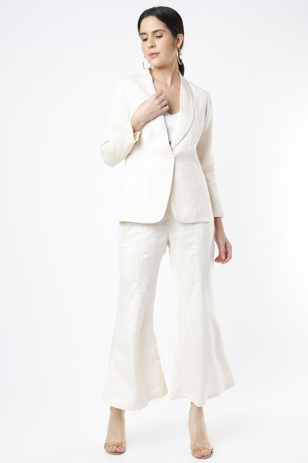 White Chanderi Co-Ord Set by Leela By A at Pernia's Pop Up Shop
