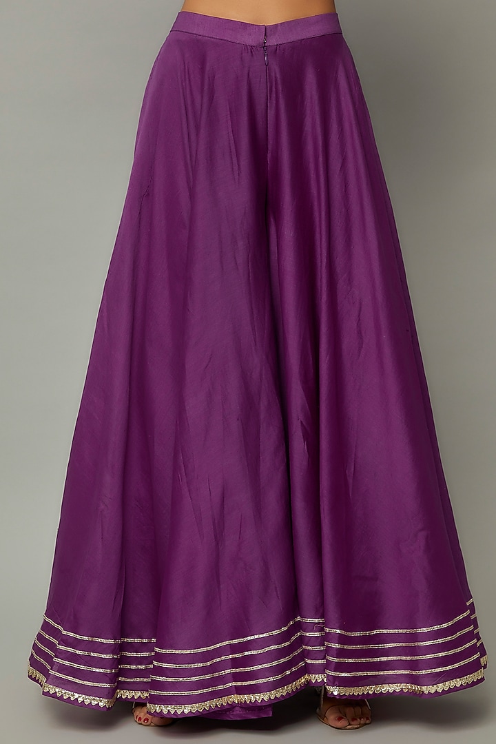 Purple Chanderi & Organza Short Kurta Set by Leela By A at Pernia's Pop Up Shop