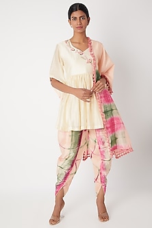 Ivory Embroidered & Tie-Dye Kurta Set by Leela By A-TYE & DYE