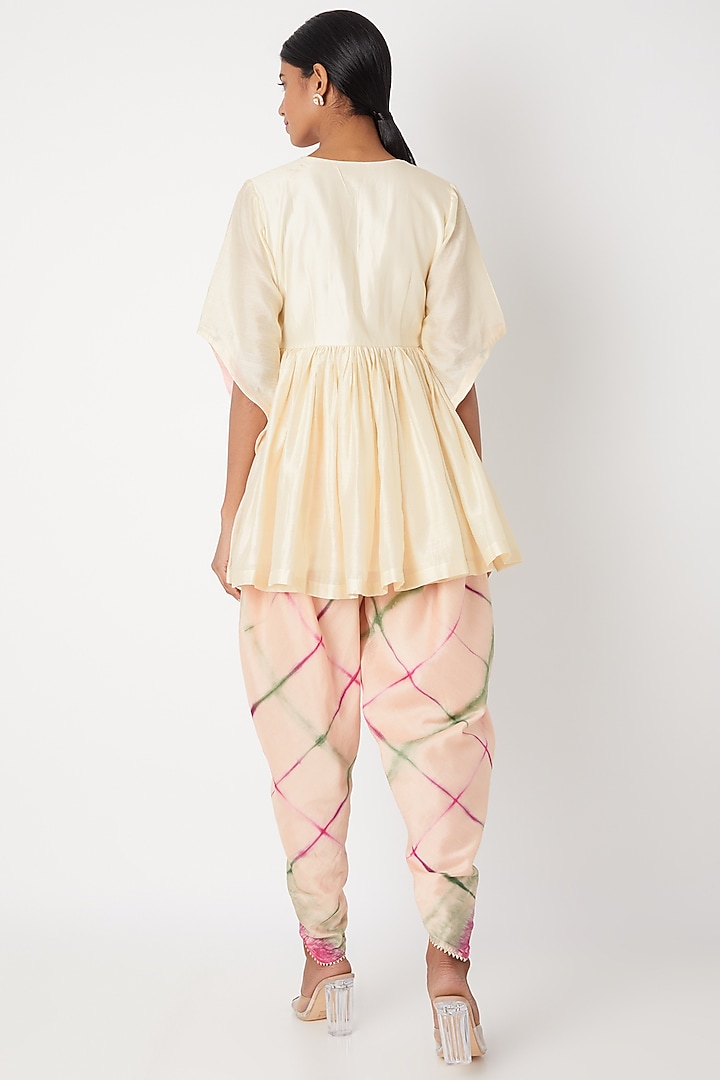 Ivory Embroidered & Tie-Dye Kurta Set by Leela By A at Pernia's Pop Up Shop