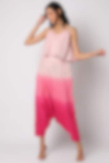 Light Pink Jute Cotton Pant Set  by Leela By A