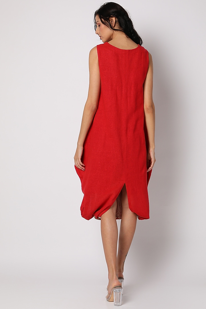 Red Block Printed Summer Dress by Leela By A at Pernia's Pop Up Shop