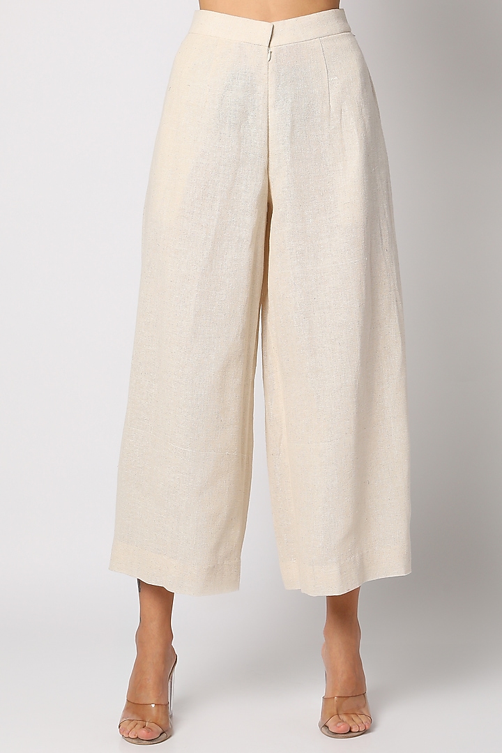 Ivory Pant Set With Printed Top by Leela By A at Pernia's Pop Up Shop
