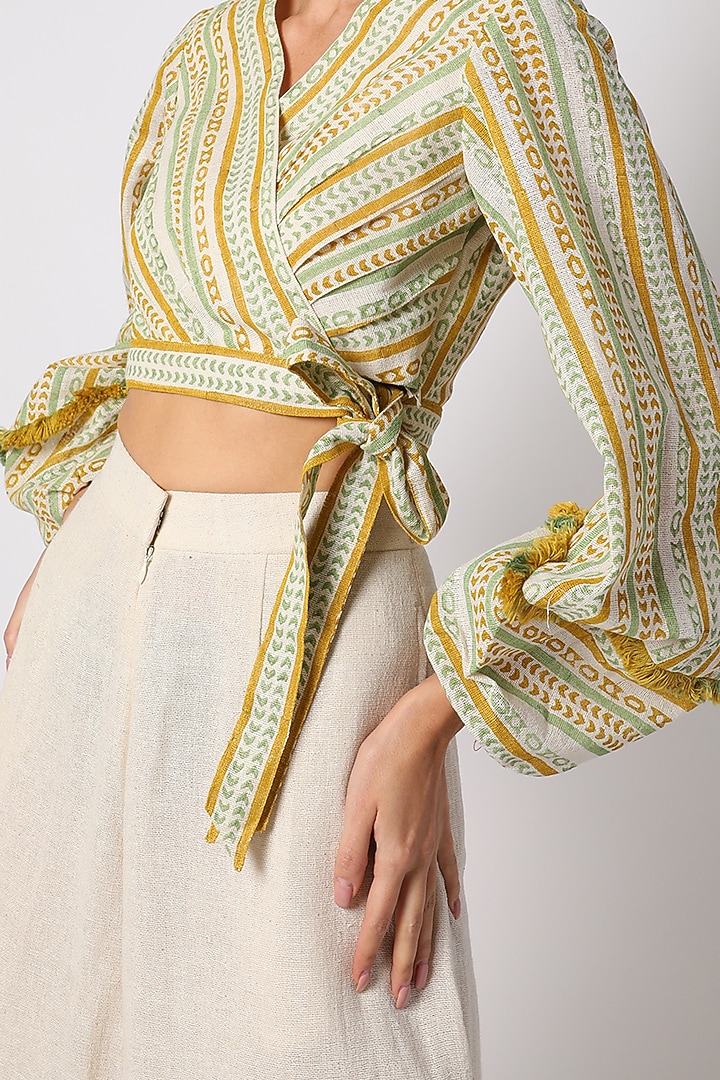 Ivory Pant Set With Printed Top by Leela By A at Pernia's Pop Up Shop
