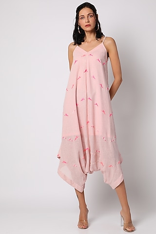 Light Pink Embroidered Jumpsuit  by Leela By A