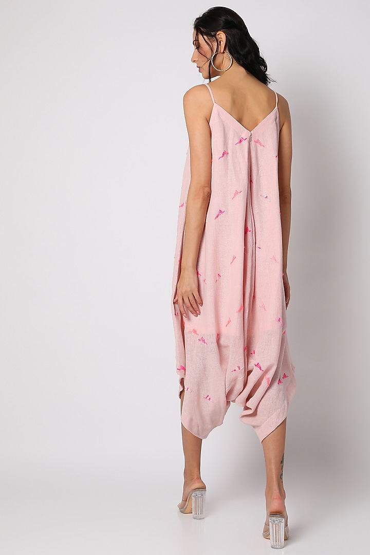 Light Pink Embroidered Jumpsuit by Leela By A at Pernia's Pop Up Shop