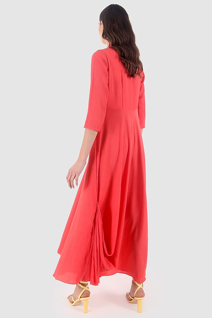 Coral Printed Cowl Summer Dress by Leela By A at Pernia's Pop Up Shop