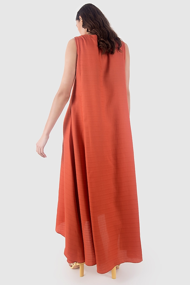 Brick Coral Sleeveless A-line Summer Dress by Leela By A at Pernia's Pop Up Shop