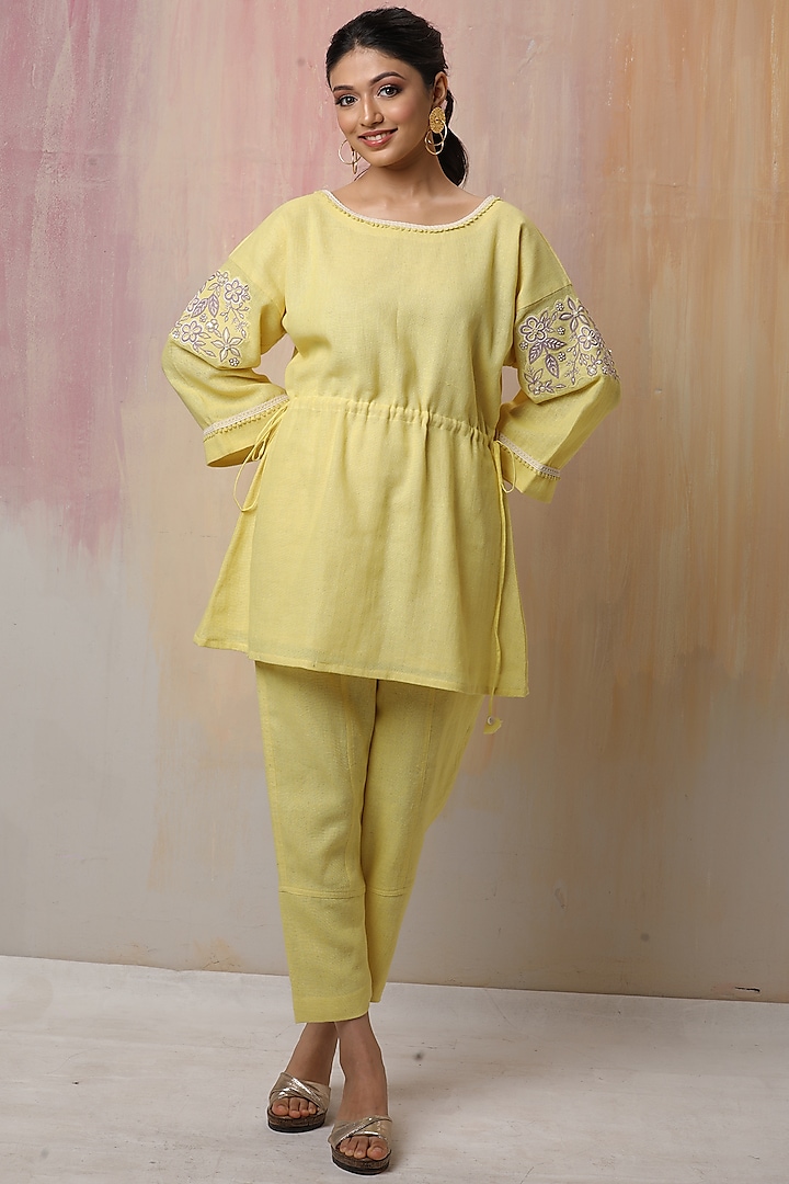 Yellow Jute Cotton Co-Ord Set by Leela By A