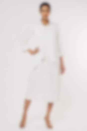 White Tencil Modal Twill A-Line Shirt Dress by Leela By A