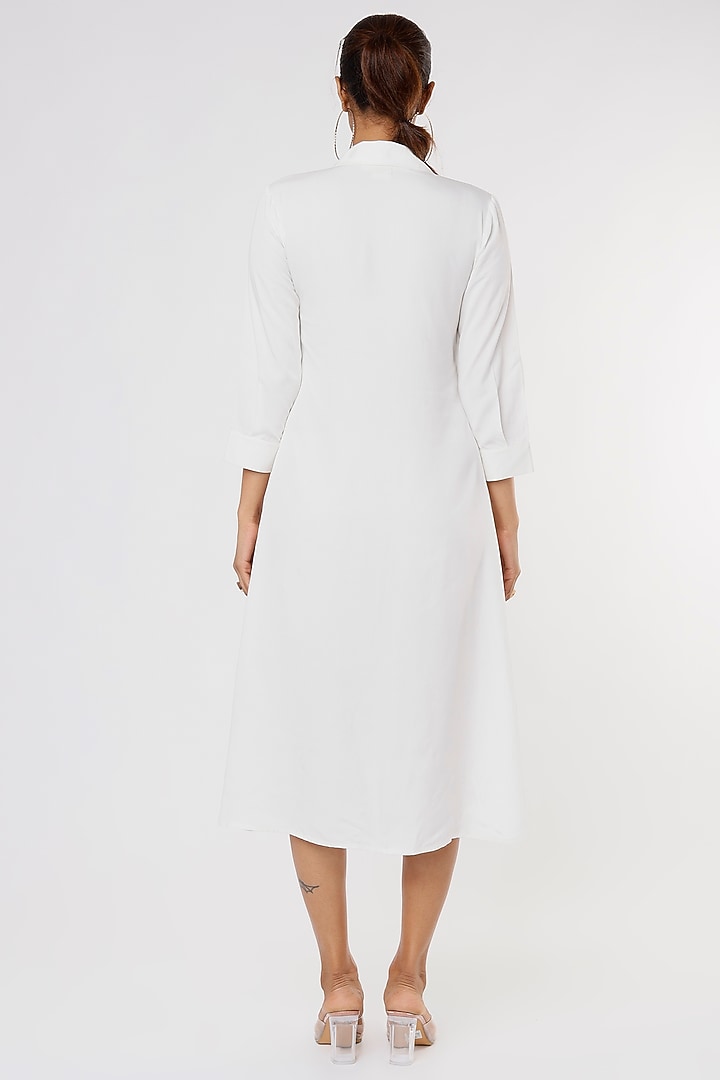 White Tencel Modal Twill A-Line Shirt Summer Dress by Leela By A at Pernia's Pop Up Shop