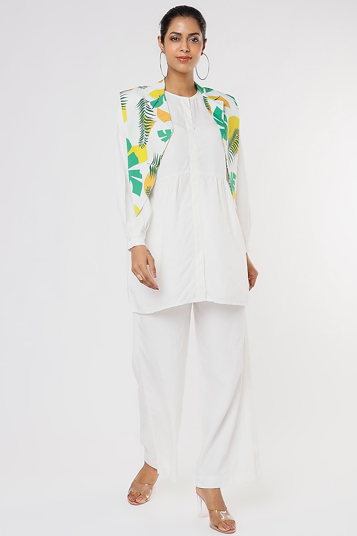 White Pant Set In Tencil Modal Twill by Leela By A