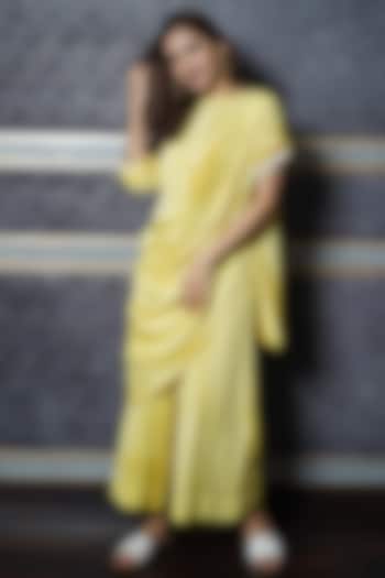 Yellow Tie-Dye Printed Kurta Set by Leela By A