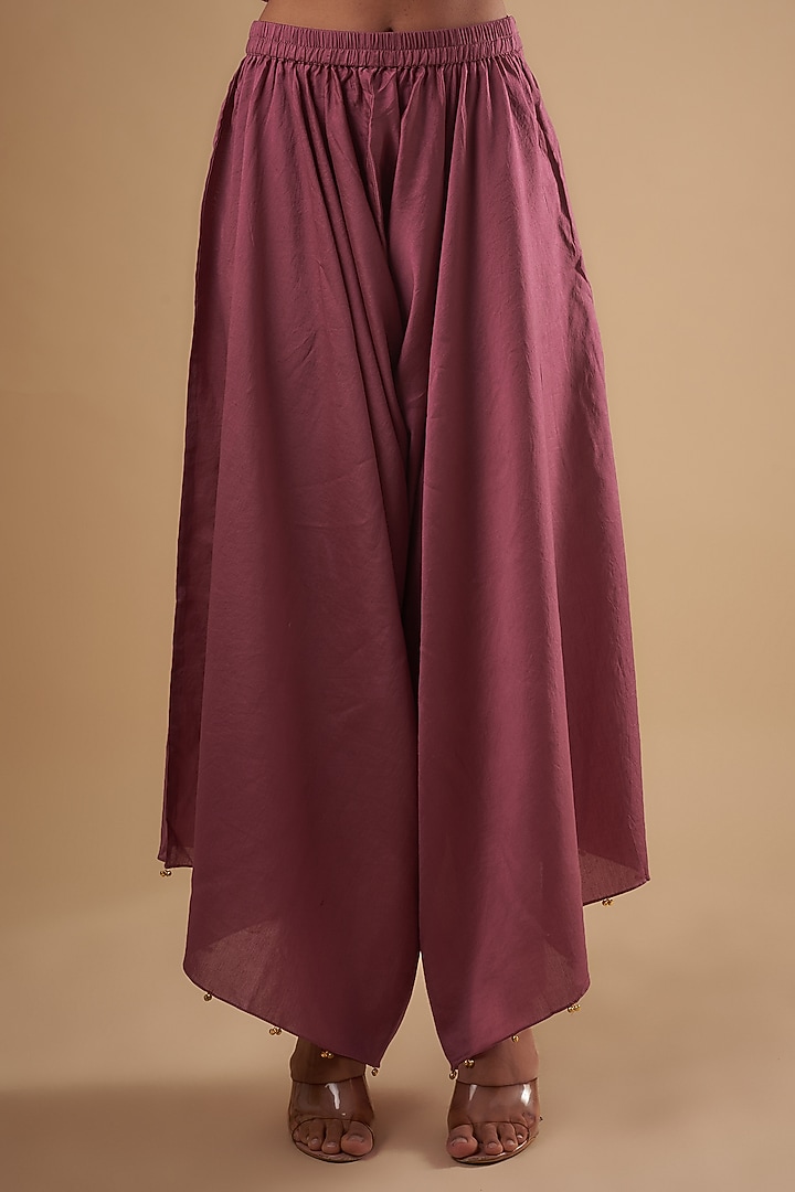 Purple Chanderi Aari Embroidered Kurta Set by Leela By A at Pernia's Pop Up Shop