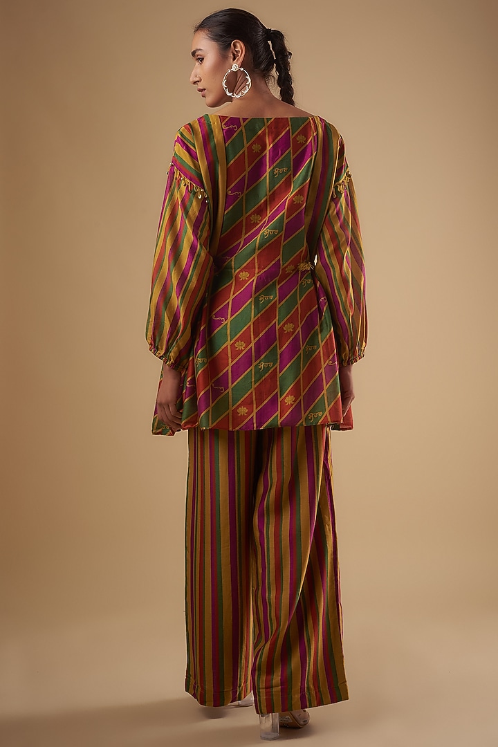 Multi-Colored Chanderi Digital Printed Kurta Set by Leela By A at Pernia's Pop Up Shop