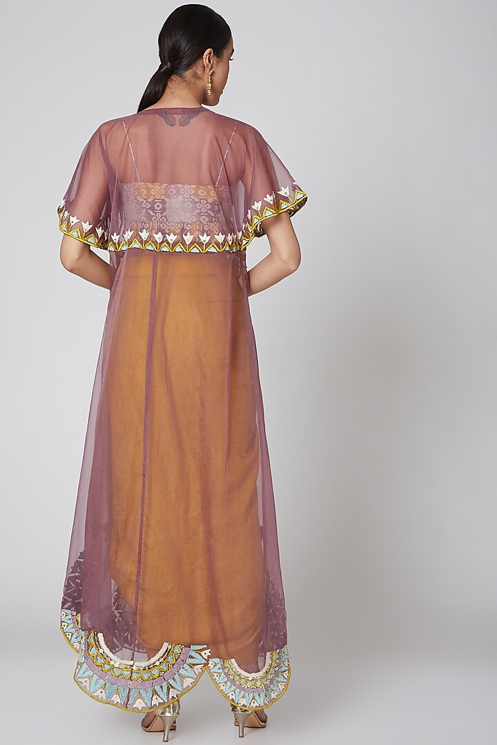 Gold & Purple Embroidered Skirt Set by Leela By A at Pernia's Pop Up Shop