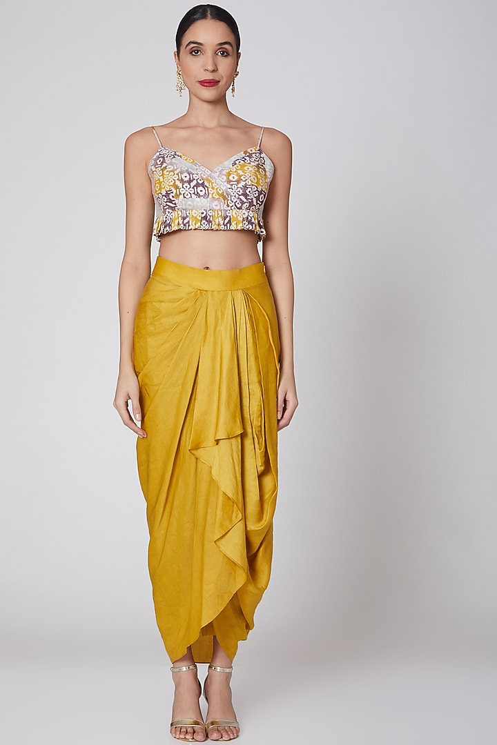 Gold & Purple Embroidered Skirt Set by Leela By A at Pernia's Pop Up Shop