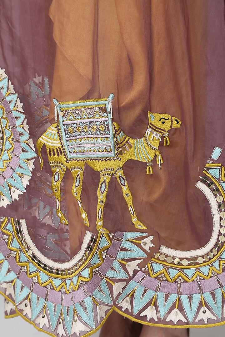 Gold & Purple Embroidered Skirt Set by Leela By A at Pernia's Pop Up Shop