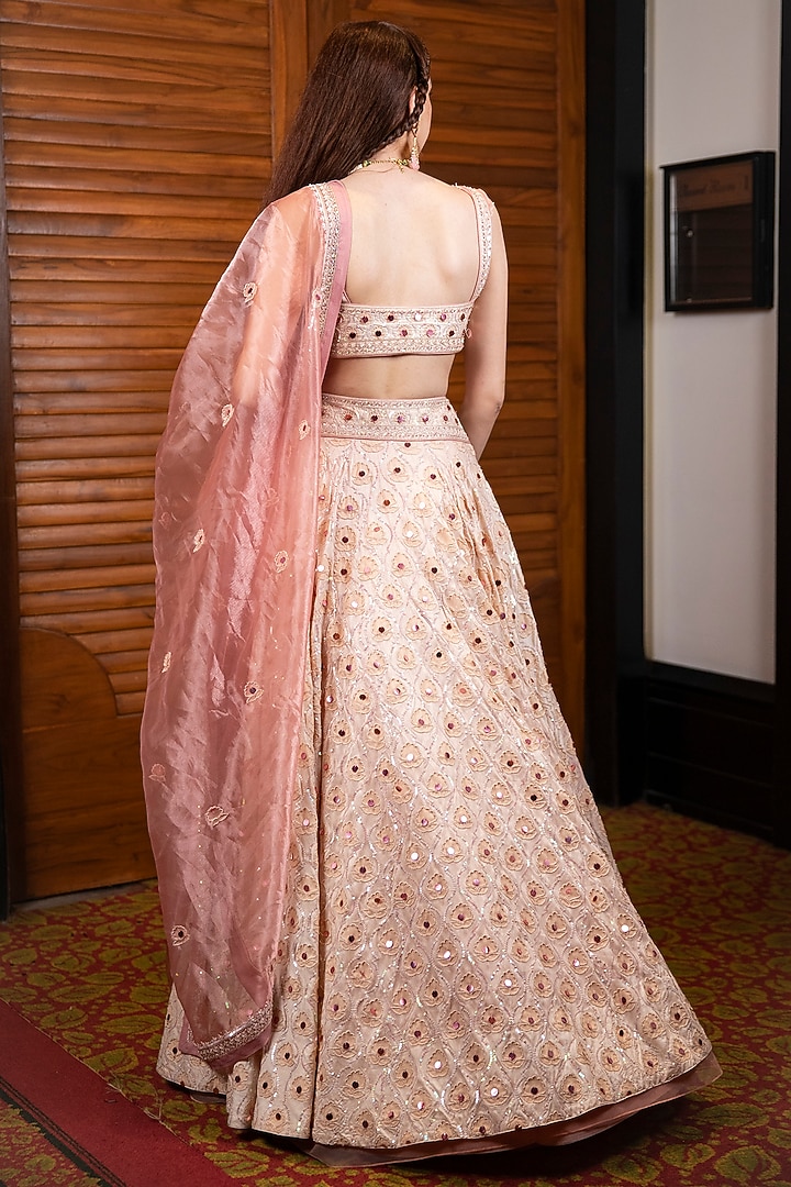 Champagne Hand Embroidered Bridal Lehenga Set by LABBADA at Pernia's Pop Up Shop