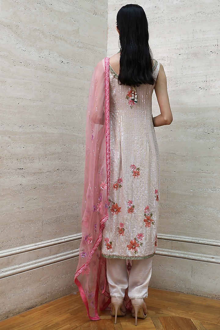 Beige Embroidered Kurta Set by Labbada at Pernia's Pop Up Shop
