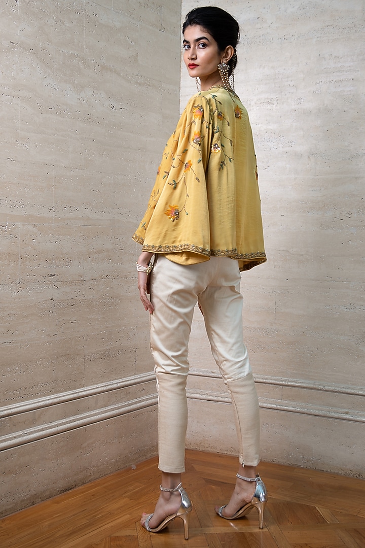 Yellow Hand Embroidered Top by Labbada at Pernia's Pop Up Shop