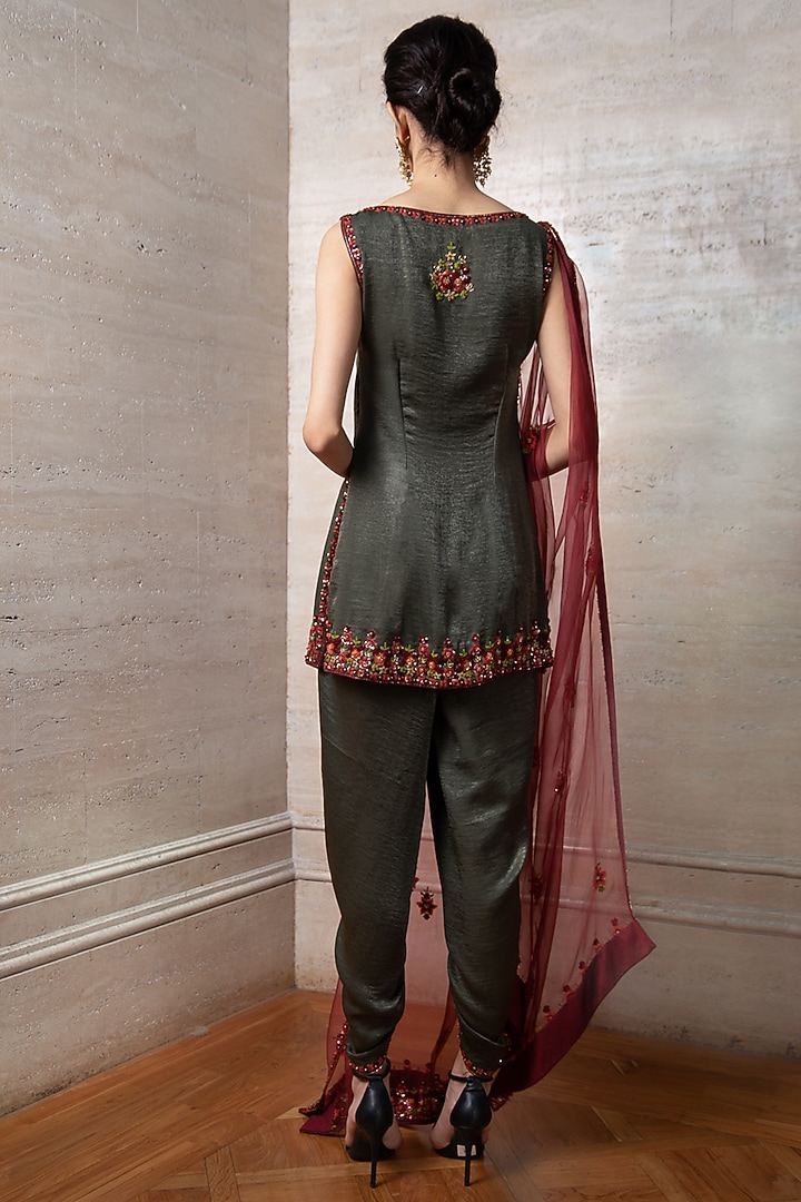 Olive Green Embroidered Tunic Set by Labbada at Pernia's Pop Up Shop
