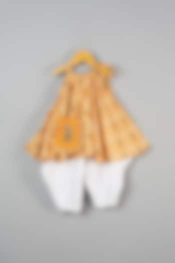 Off White Rayon Dhoti Set For Girls by LITTLE BRATS at Pernia's Pop Up Shop