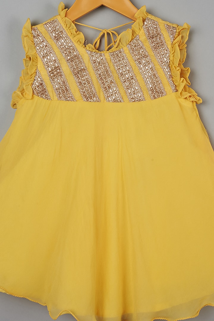 Yellow Dress With Lace For Girls by LITTLE BRATS at Pernia's Pop Up Shop