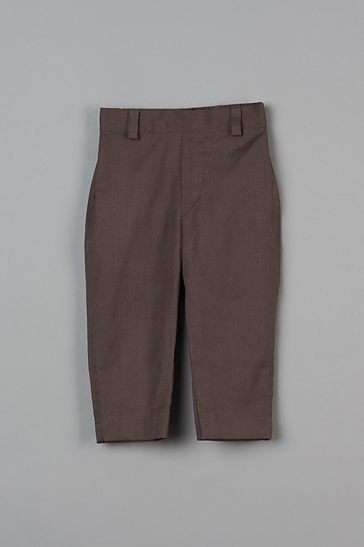 Dark Grey Cotton Kadi Pant Set For Boys by LITTLE BRATS at Pernia's Pop Up Shop