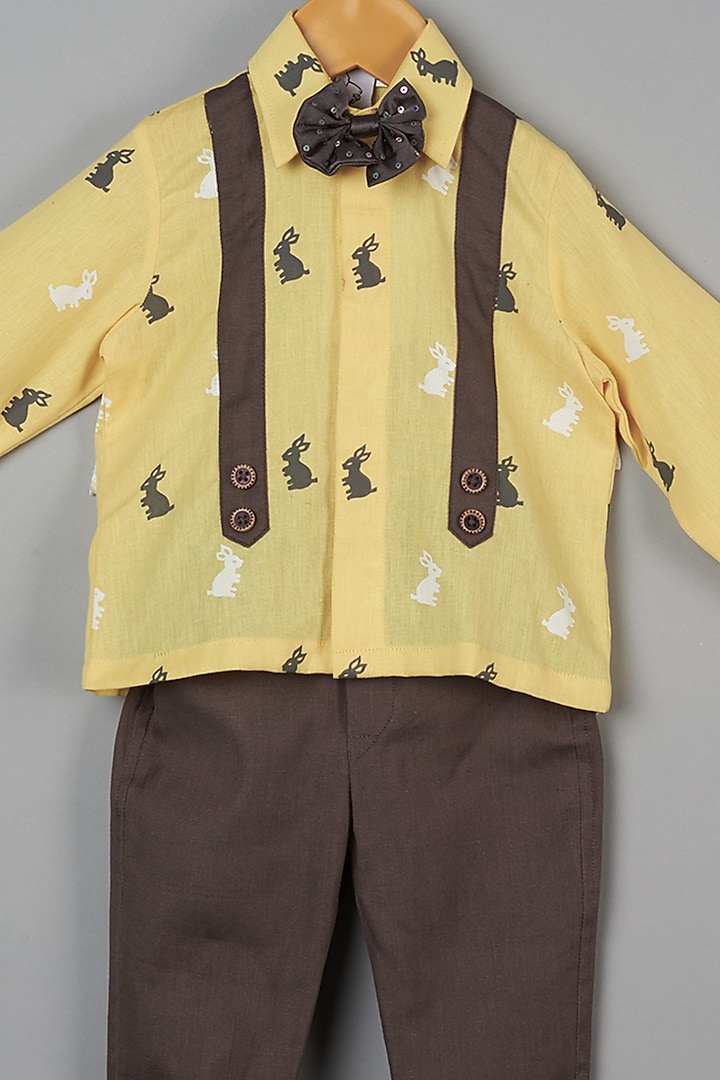 Dark Grey Cotton Kadi Pant Set For Boys by LITTLE BRATS at Pernia's Pop Up Shop