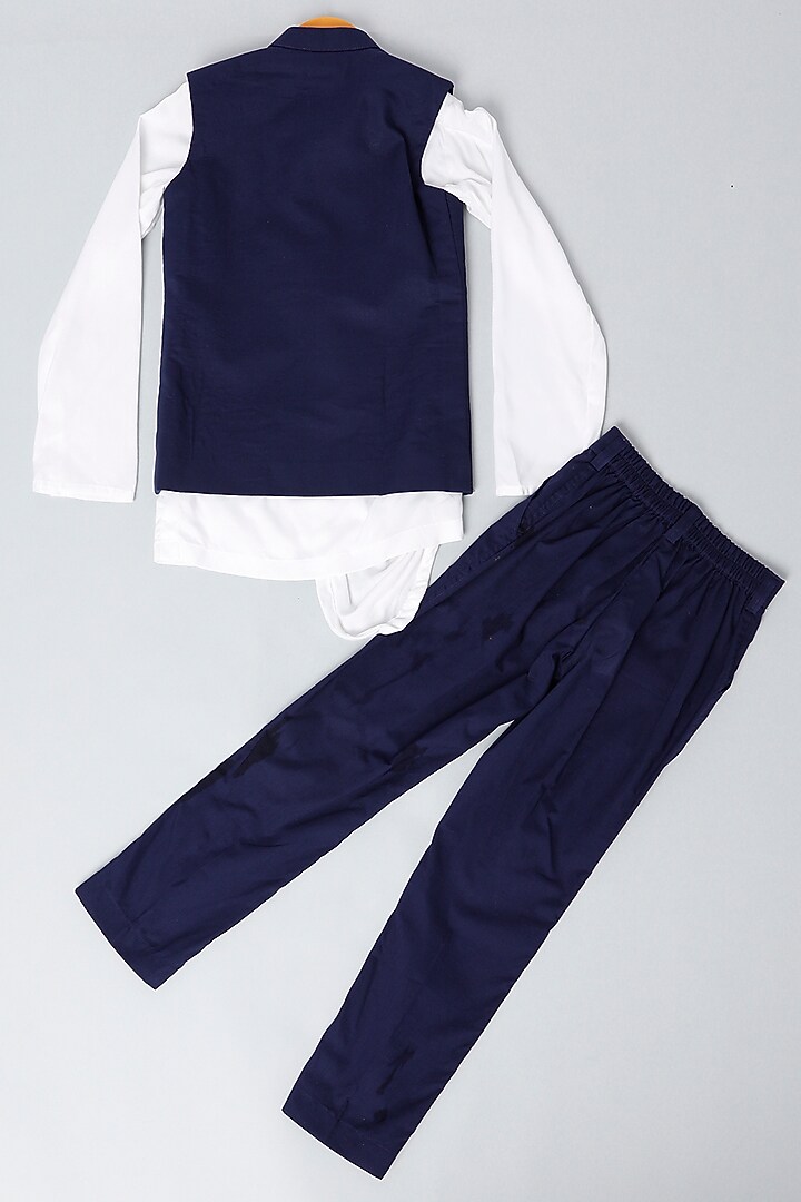 Blue Cotton Jacket Set For Boys by LITTLE BRATS at Pernia's Pop Up Shop