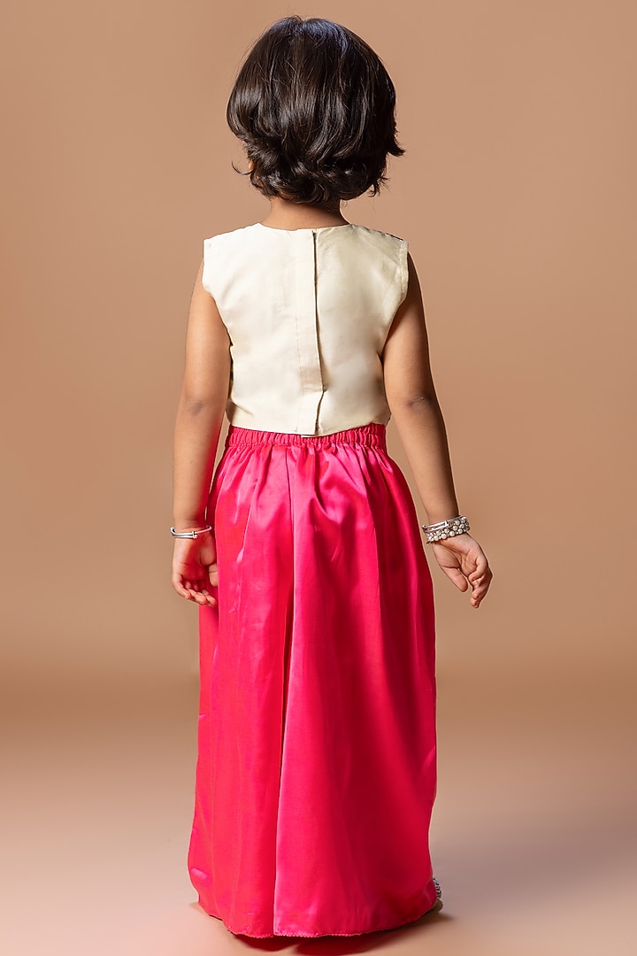Bright Pink Cotton Silk Palazzo Set For Girls by LITTLE BRATS at Pernia's Pop Up Shop