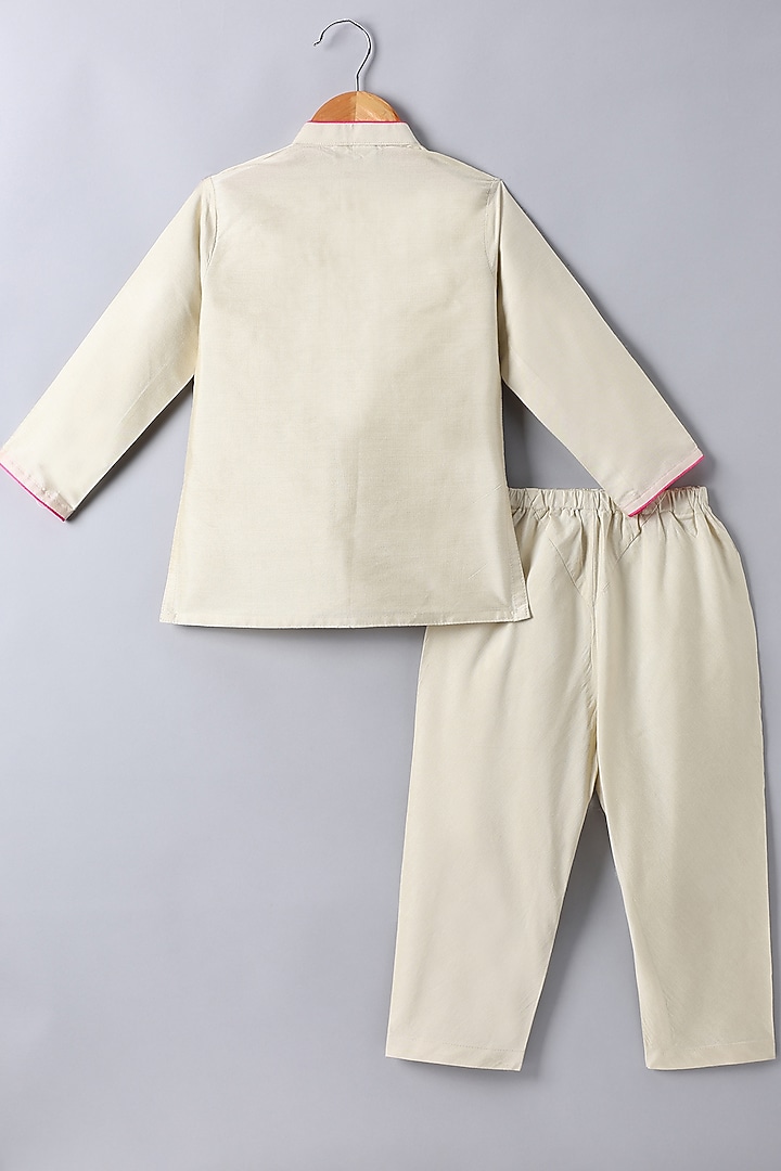 Multi-Colored Cotton Silk Floral Embroidered Jacket Set For Boys by LITTLE BRATS at Pernia's Pop Up Shop