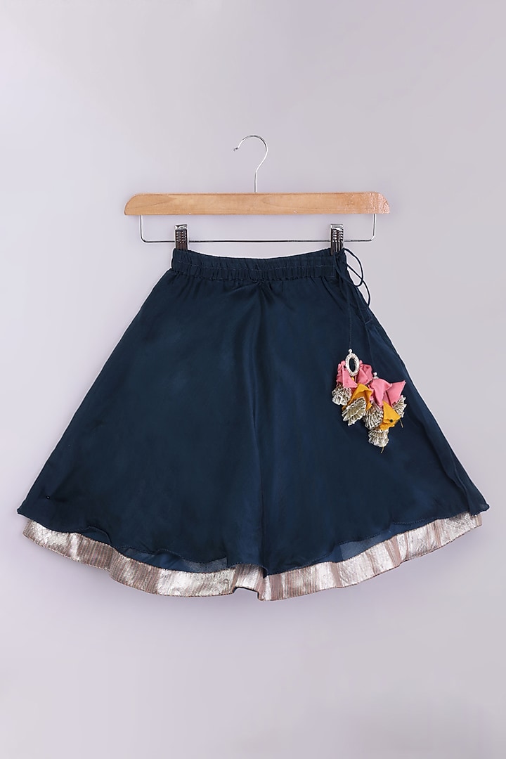 Dark Blue Cotton Silk Gharara Set For Girls by LITTLE BRATS at Pernia's Pop Up Shop