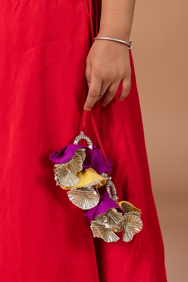 Dark Red Cotton Silk Gharara Set For Girls by LITTLE BRATS at Pernia's Pop Up Shop