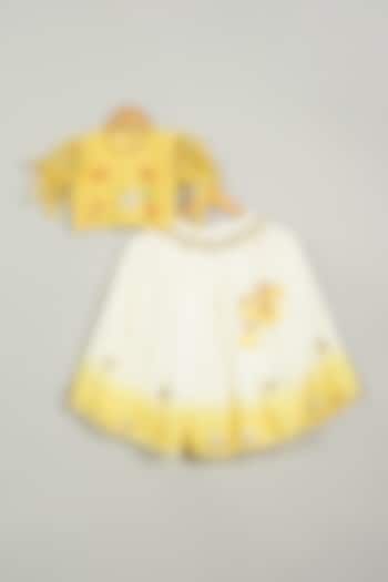 Yellow Shaded Embroidered Lehenga Set by LITTLE BRATS