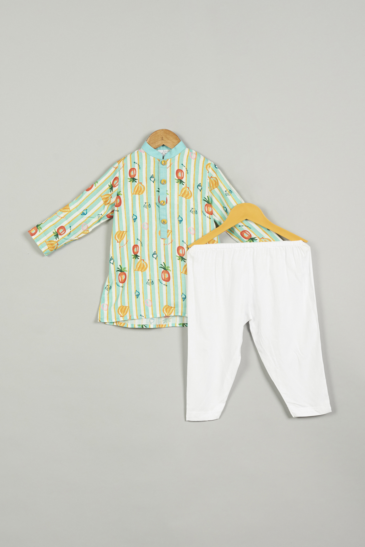 Multi-Colored Printed Kurta Set For Girls by LITTLE BRATS at Pernia's Pop Up Shop
