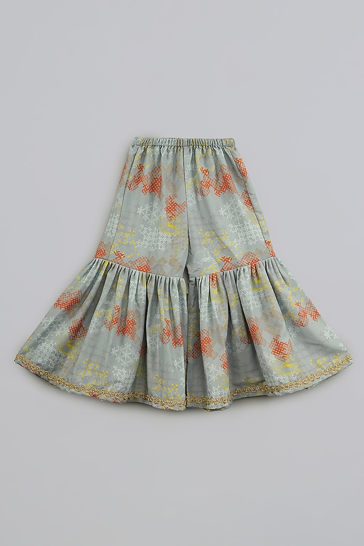Grey Cotton Silk Printed Sharara Set For Girls by LITTLE BRATS at Pernia's Pop Up Shop