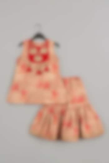 Beige Cotton Silk Printed Sharara Set For Girls by LITTLE BRATS at Pernia's Pop Up Shop