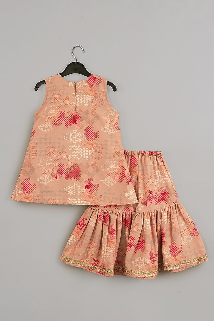 Beige Cotton Silk Printed Sharara Set For Girls by LITTLE BRATS at Pernia's Pop Up Shop