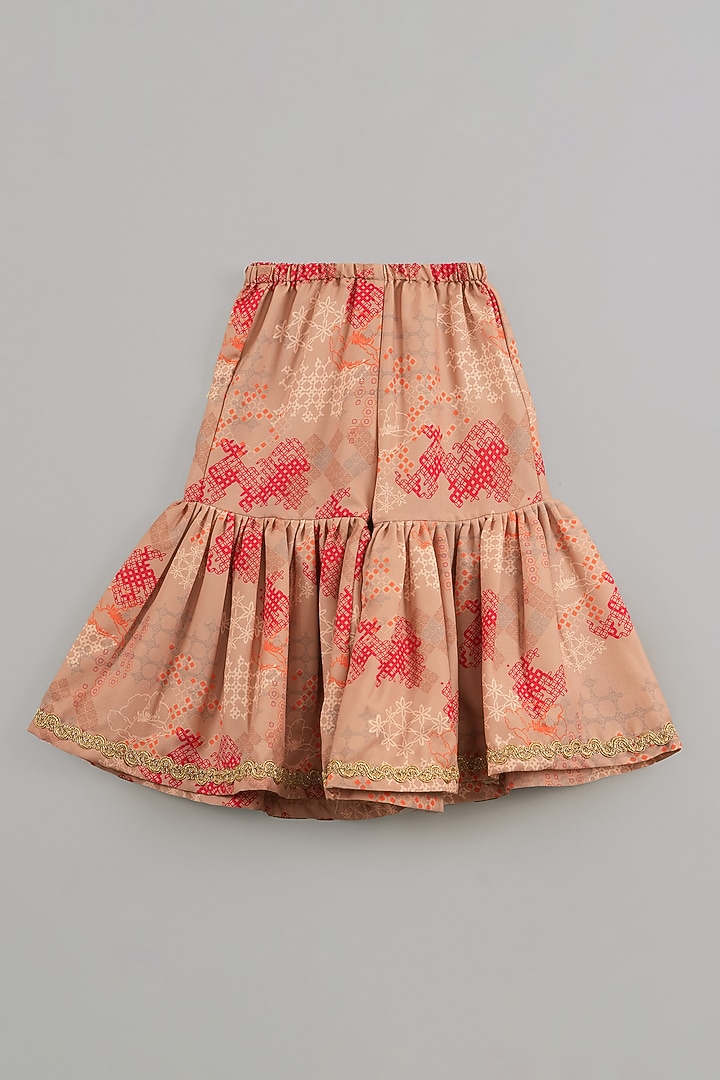 Beige Cotton Silk Printed Sharara Set For Girls by LITTLE BRATS at Pernia's Pop Up Shop