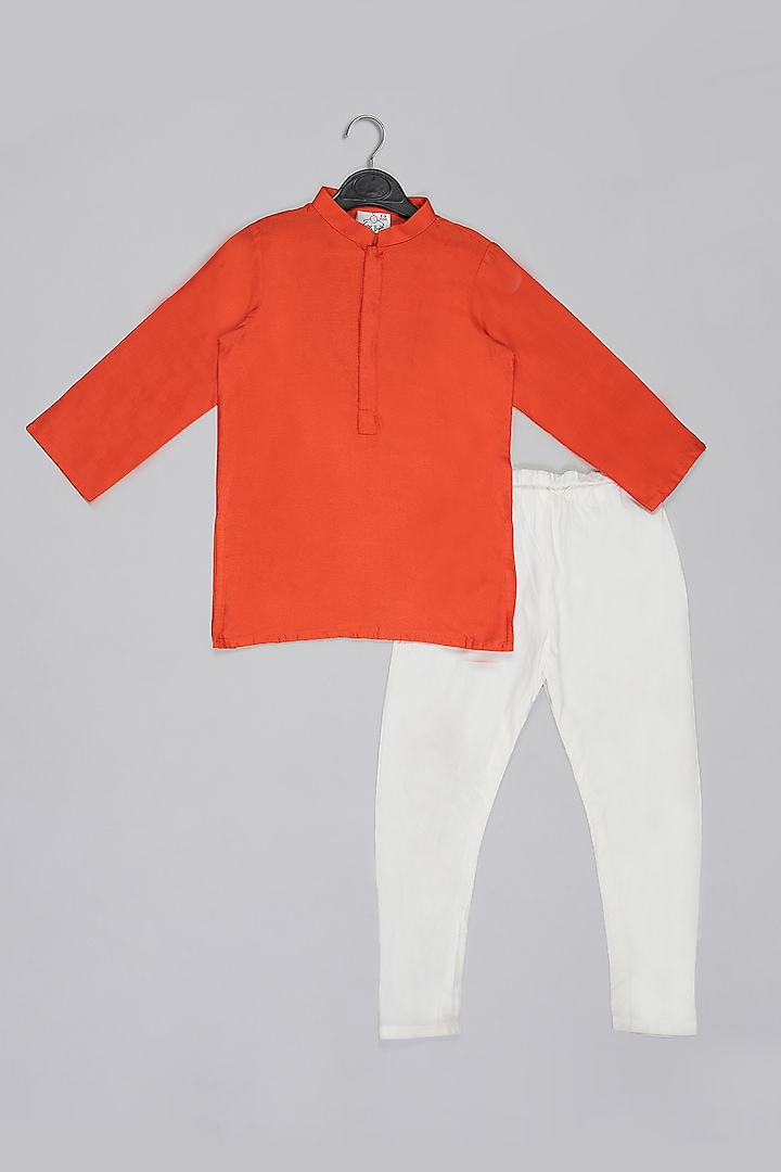 Grey Cotton Silk Hand Embroidered Bundi Set For Boys by LITTLE BRATS at Pernia's Pop Up Shop