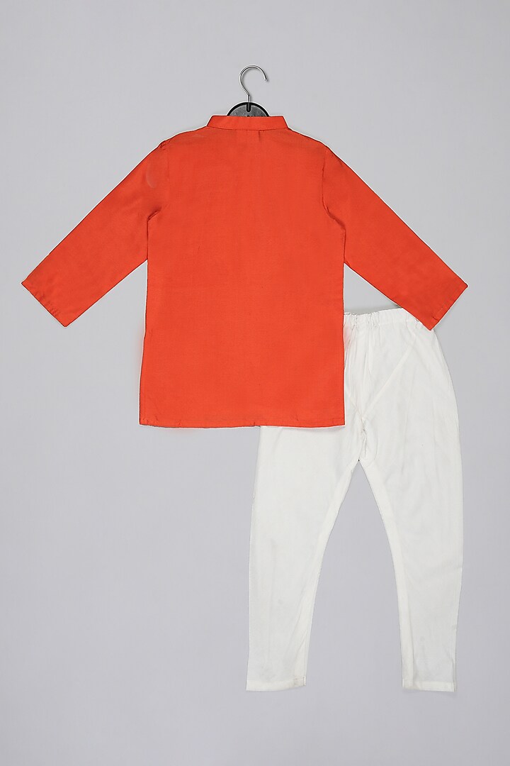 Grey Cotton Silk Hand Embroidered Bundi Set For Boys by LITTLE BRATS at Pernia's Pop Up Shop