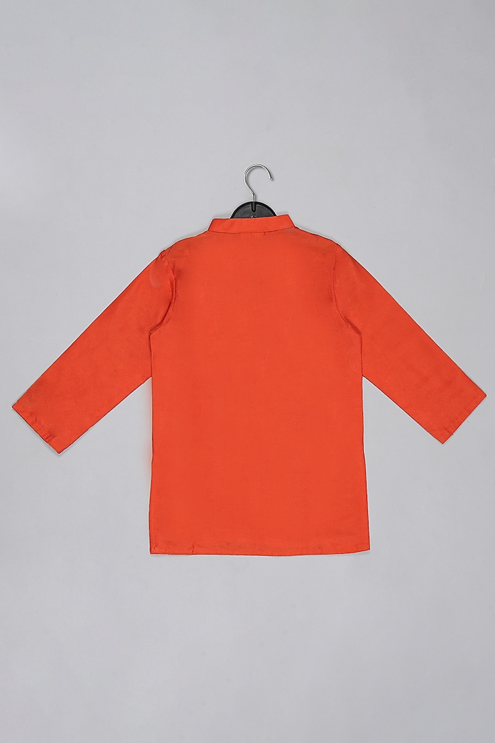 Grey Cotton Silk Hand Embroidered Bundi Set For Boys by LITTLE BRATS at Pernia's Pop Up Shop