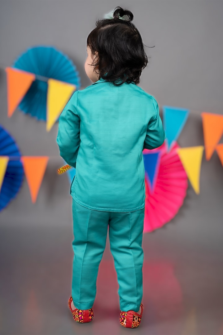 Green Linen Satin Co-Ord Set For Girls by LITTLE BRATS at Pernia's Pop Up Shop