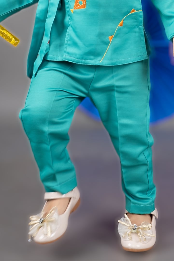 Green Linen Satin Co-Ord Set For Girls by LITTLE BRATS at Pernia's Pop Up Shop