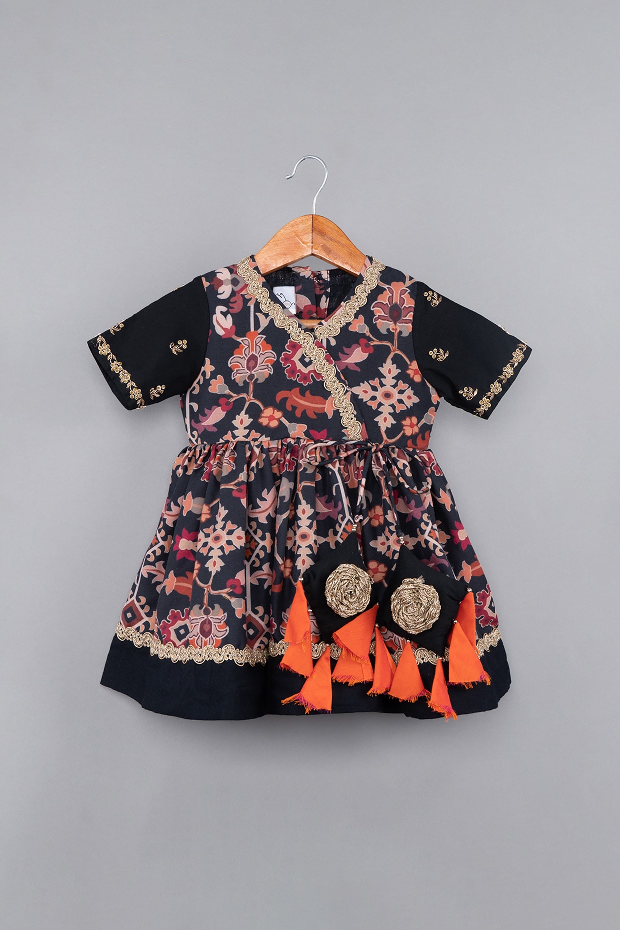 Buy Natural Indigo Printed Girls Flying Birds Frock - Flourish