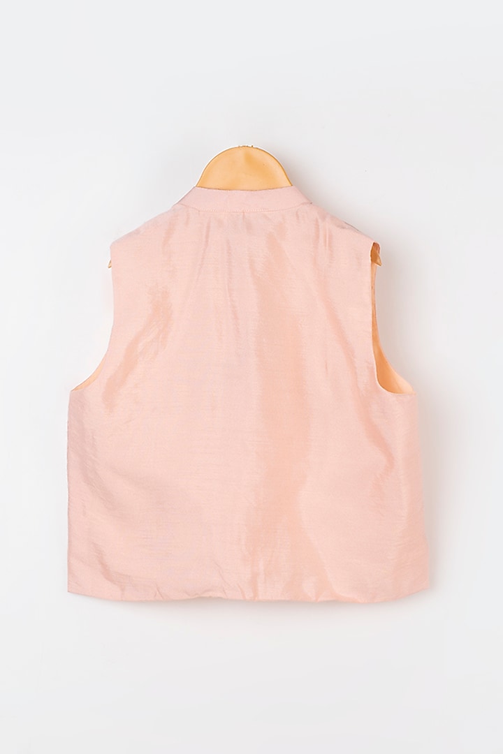 Light Cobalt Blue Kurta Set With Pink Nehru Jacket For Boys by LITTLE BRATS at Pernia's Pop Up Shop